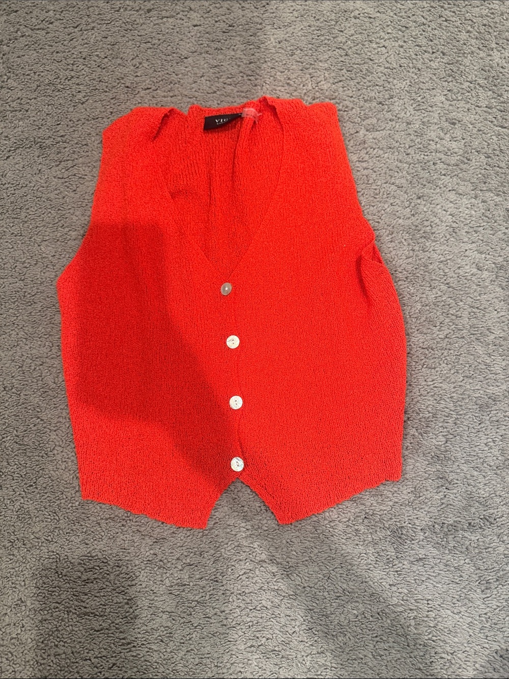 Vici Bright Red Knit Button-Front Women's Sweater Vest